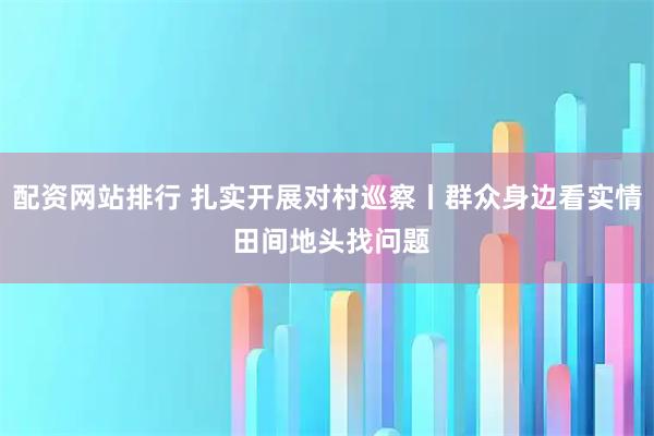 配资网站排行 扎实开展对村巡察丨群众身边看实情 田间地头找问题